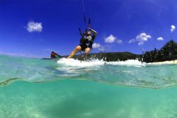 some fun with a kite board in the Seychelles when too win... by Fiona Ayerst 